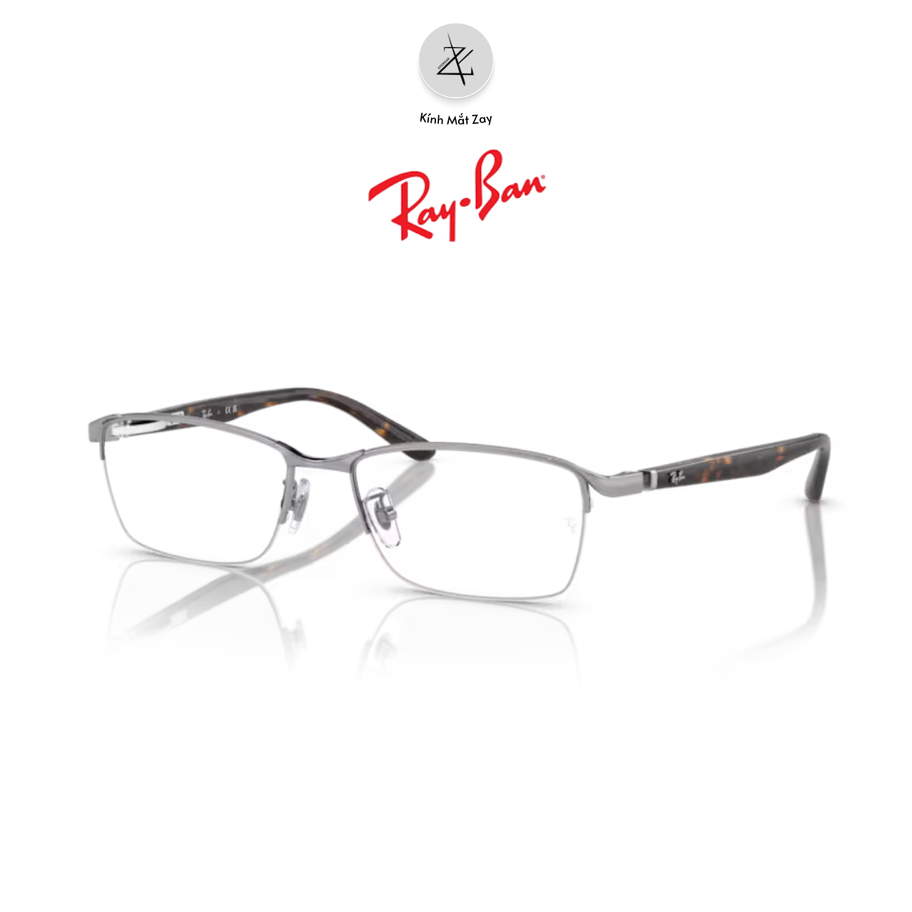  Gọng kính RayBan 0RX6501D dáng chữ nhật kim loại chính hãng fullbox 