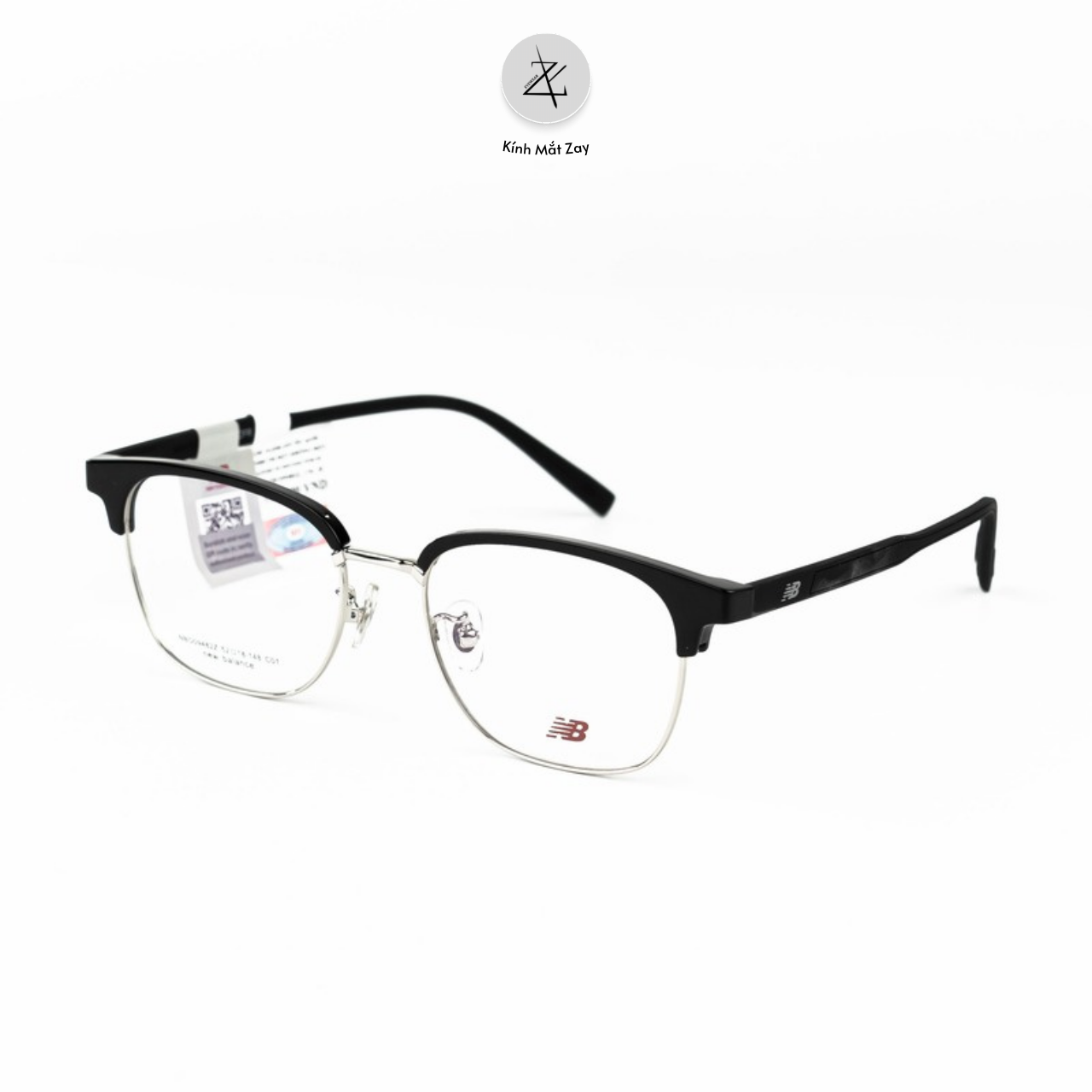  Gọng kính nửa khung New Balance NBO09482Z dáng vuông nhựa acetate & titanium chính hãng fullbox 