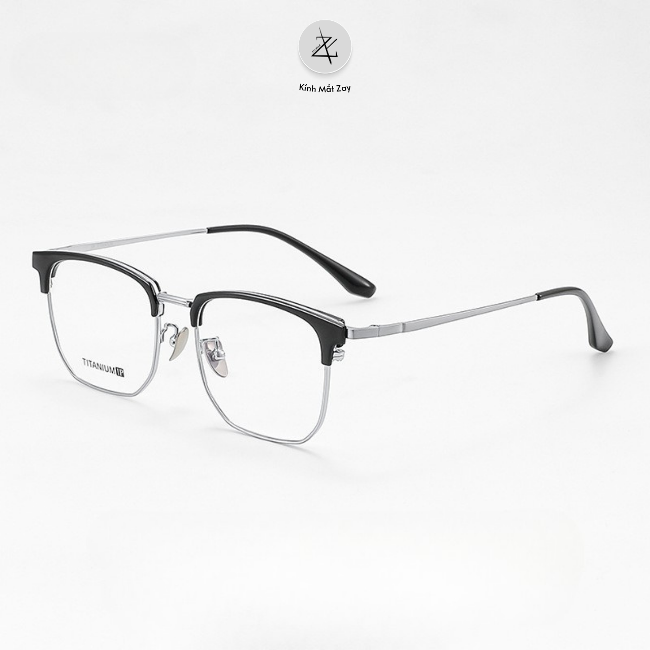  Gọng kính nửa khung 88076 dáng vuông titanium cao cấp 