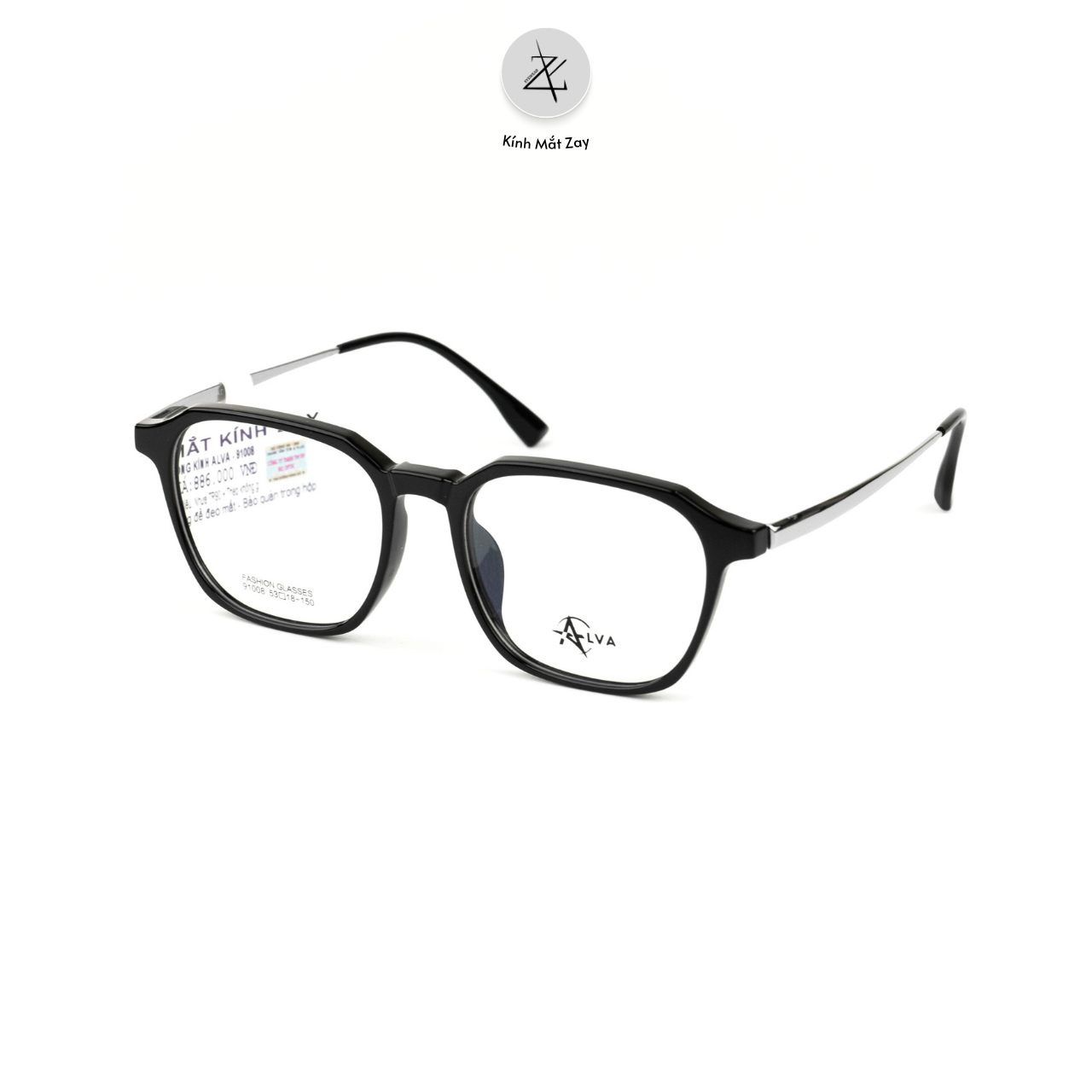  Gọng kính ALVA 91008 dáng vuông nhựa TR90 + Titanium chính hãng 