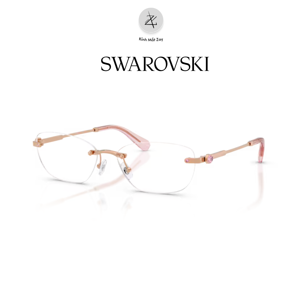  Gọng khoan không viền Swarovski 0SK1037 4014 dáng oval kim loại chính hãng fullbox 