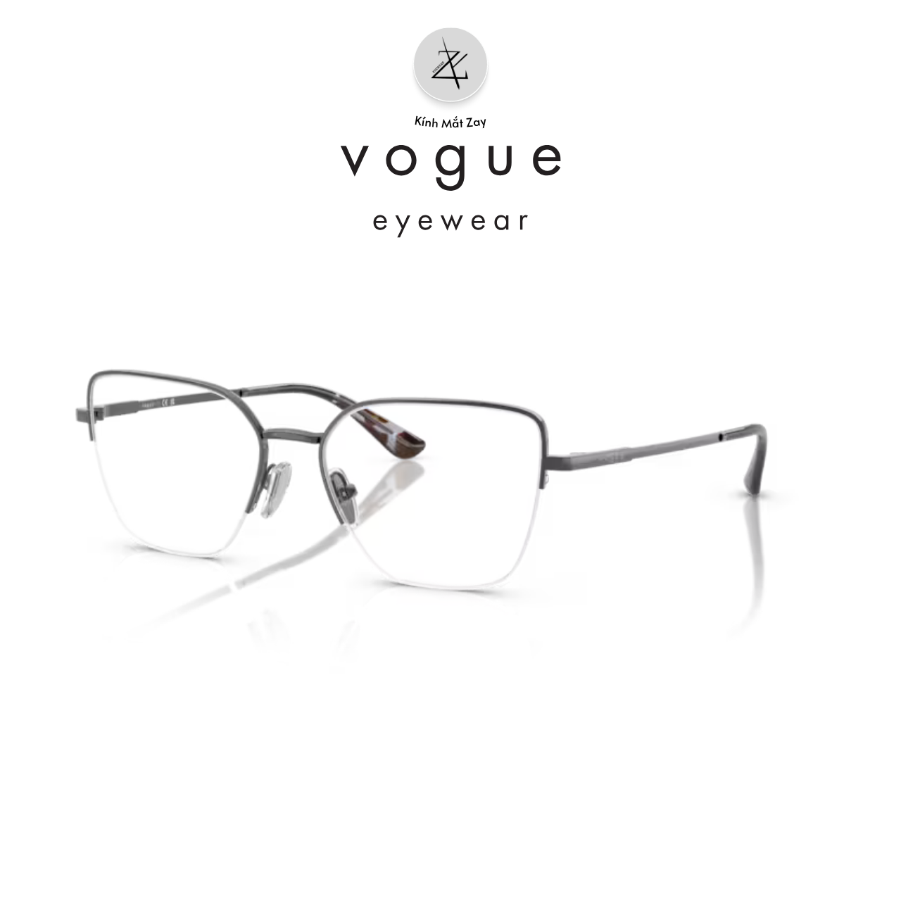  Gọng kính xẻ cước nửa khung Vogue 0VO4331 dáng mắt mèo kim loại chính hãng fullbox 