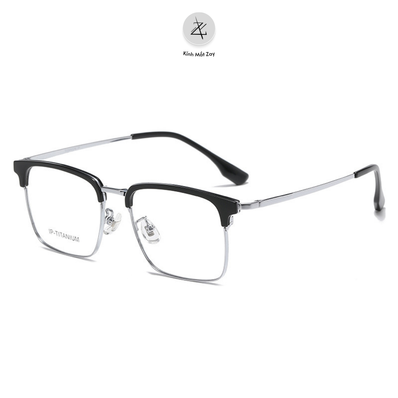  Gọng kính nửa khung Size To 95043 dáng vuông titanium cao cấp 