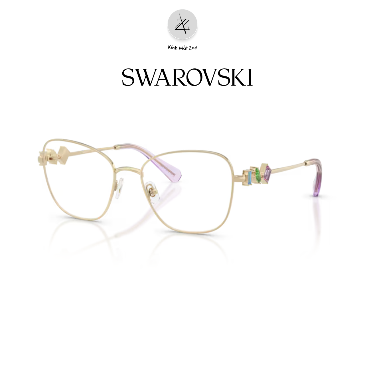  Gọng kính Swarovski 0SK1025 403M dáng đa giác kim loại chính hãng fullbox 
