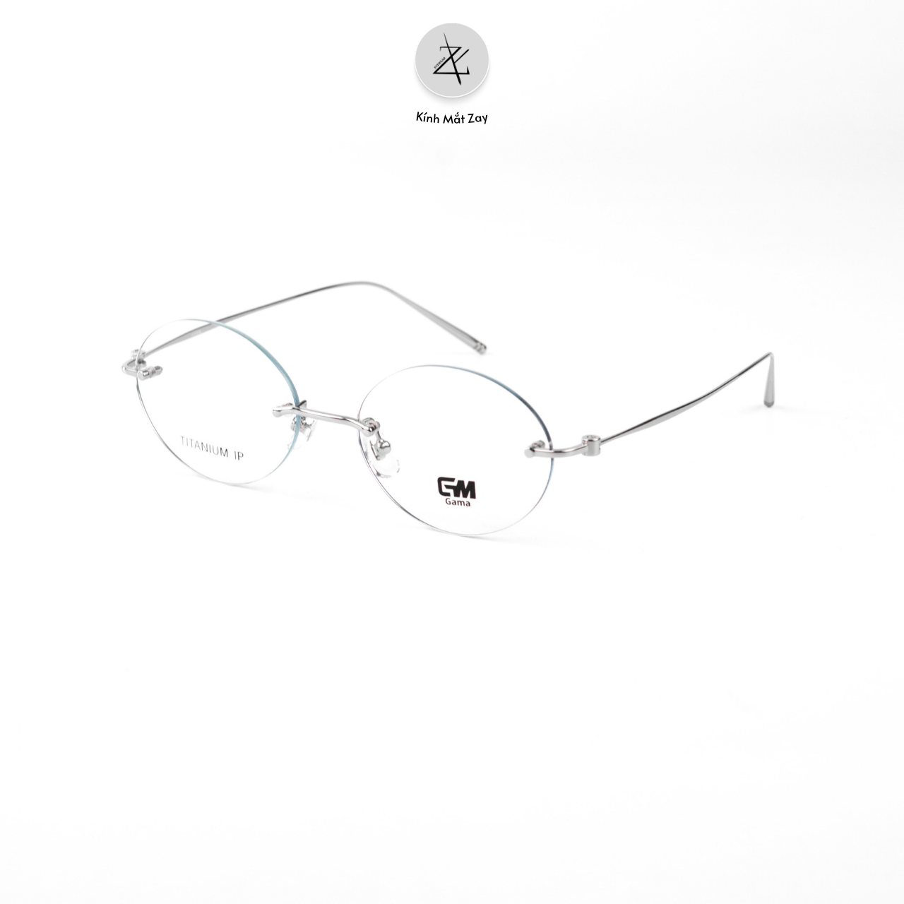  Gọng khoan không viền GAMA MY9030 dáng tròn Titanium chính hãng 