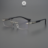  Gọng khoan không viền Chrome Hearts CH8130 dáng chữ nhật titanium cao cấp full box 