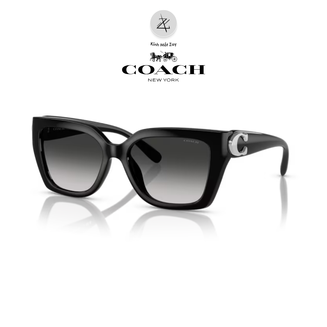  Kính mát Coach 0HC8408F dáng mắt mèo nhựa Injected chính hãng fullbox 