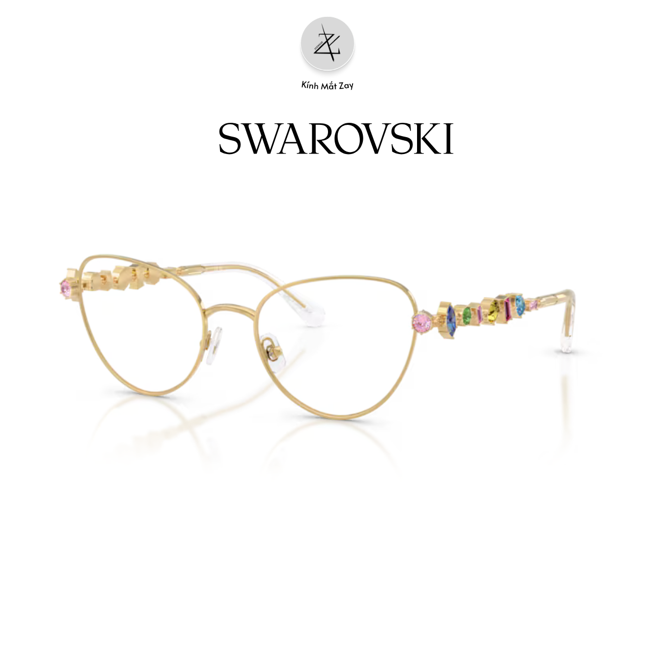  Gọng kính Swarovski 0SK1024 404M dáng mắt mèo kim loại chính hãng fullbox 