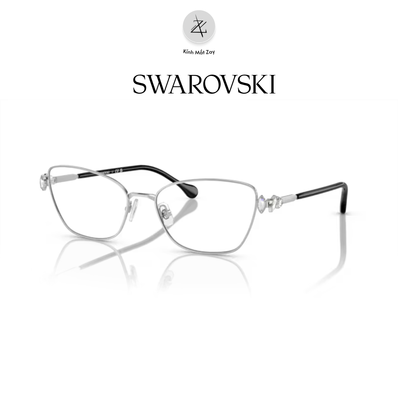  Gọng kính Swarovski 0SK1006 4001 dáng mắt mèo kim loại chính hãng fullbox 