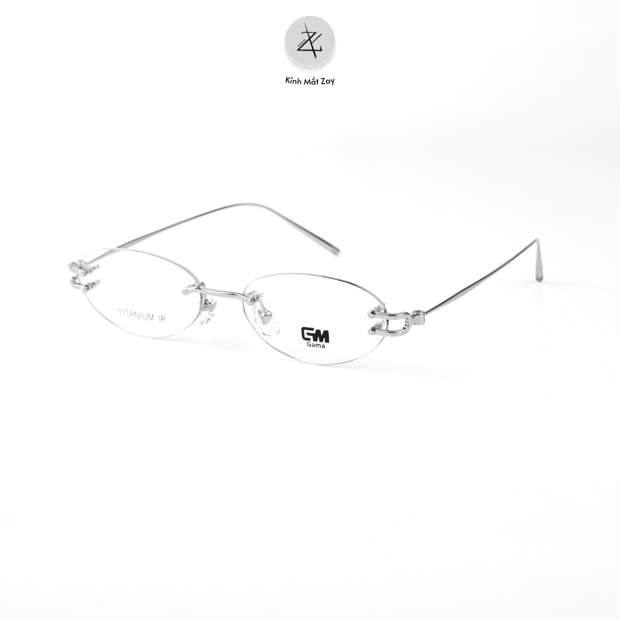  Gọng khoan không viền GAMA MY9045 dáng oval Titanium chính hãng 