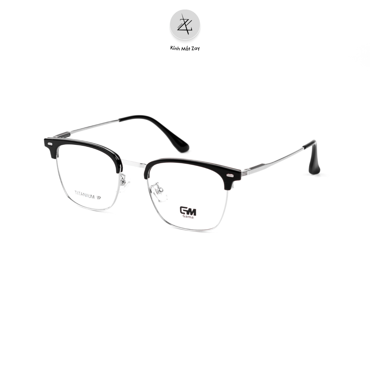  Gọng kính nửa khung GAMA 95055 dáng vuông Titanium chính hãng 