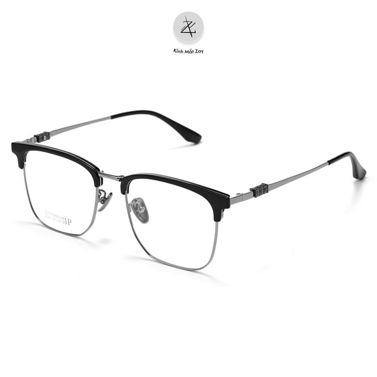  Gọng kính nửa khung 22221 dáng vuông titanium cao cấp 