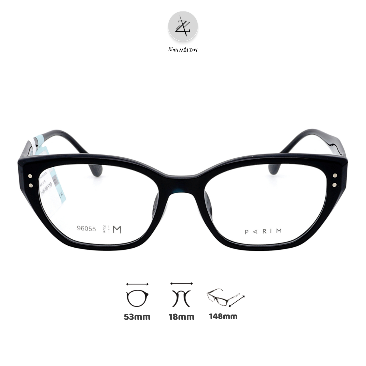  Gọng kính Clip On Parim 96055 dáng mắt mèo nhựa acetate fullbox chính hãng 