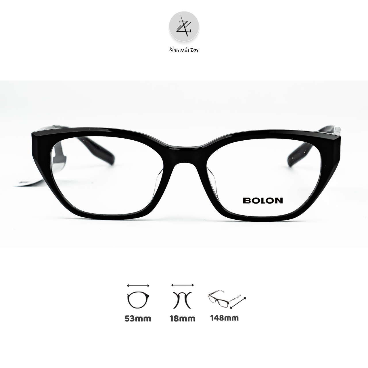  Gọng kính Bolon BF3000 dáng mắt mèo nhựa acetate chính hãng fullbox 
