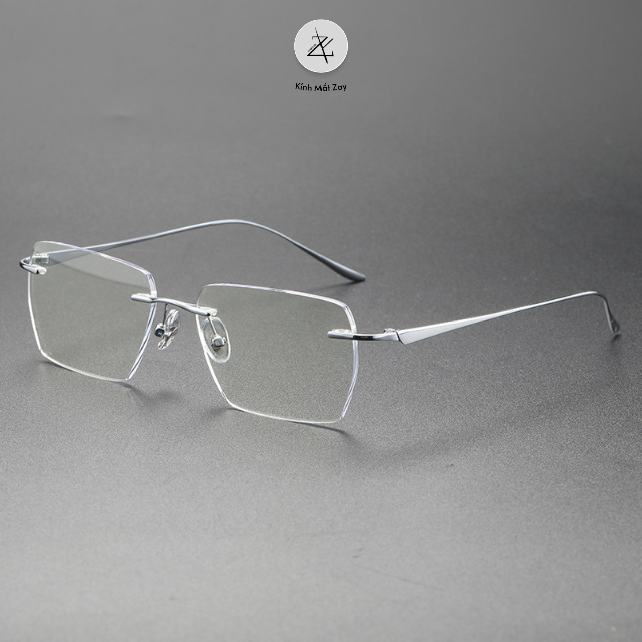  Gọng khoan không viền 0603 dáng đa giác titanium cao cấp 