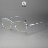  Gọng khoan không viền 0603 dáng đa giác titanium cao cấp 