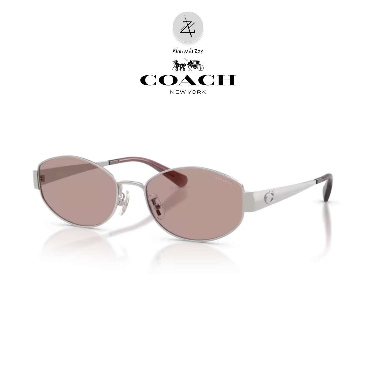  Kính mát Coach 0HC7192D dáng oval kim loại chính hãng fullbox 