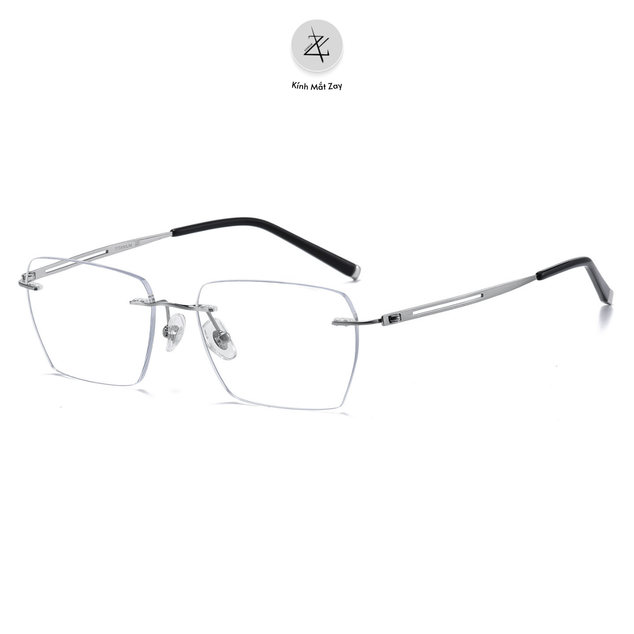  Gọng khoan không viền 5019 dáng đa giác titanium cao cấp 