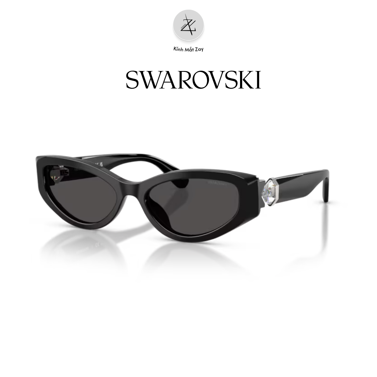  Kính mát Swarovski 0SK6045U 100187 dáng mắt mèo nhựa Acetate chính hãng fullbox 