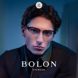  Gọng kính Bolon BJ6186 dáng vuông browline acetate & titanium chính hãng fullbox 