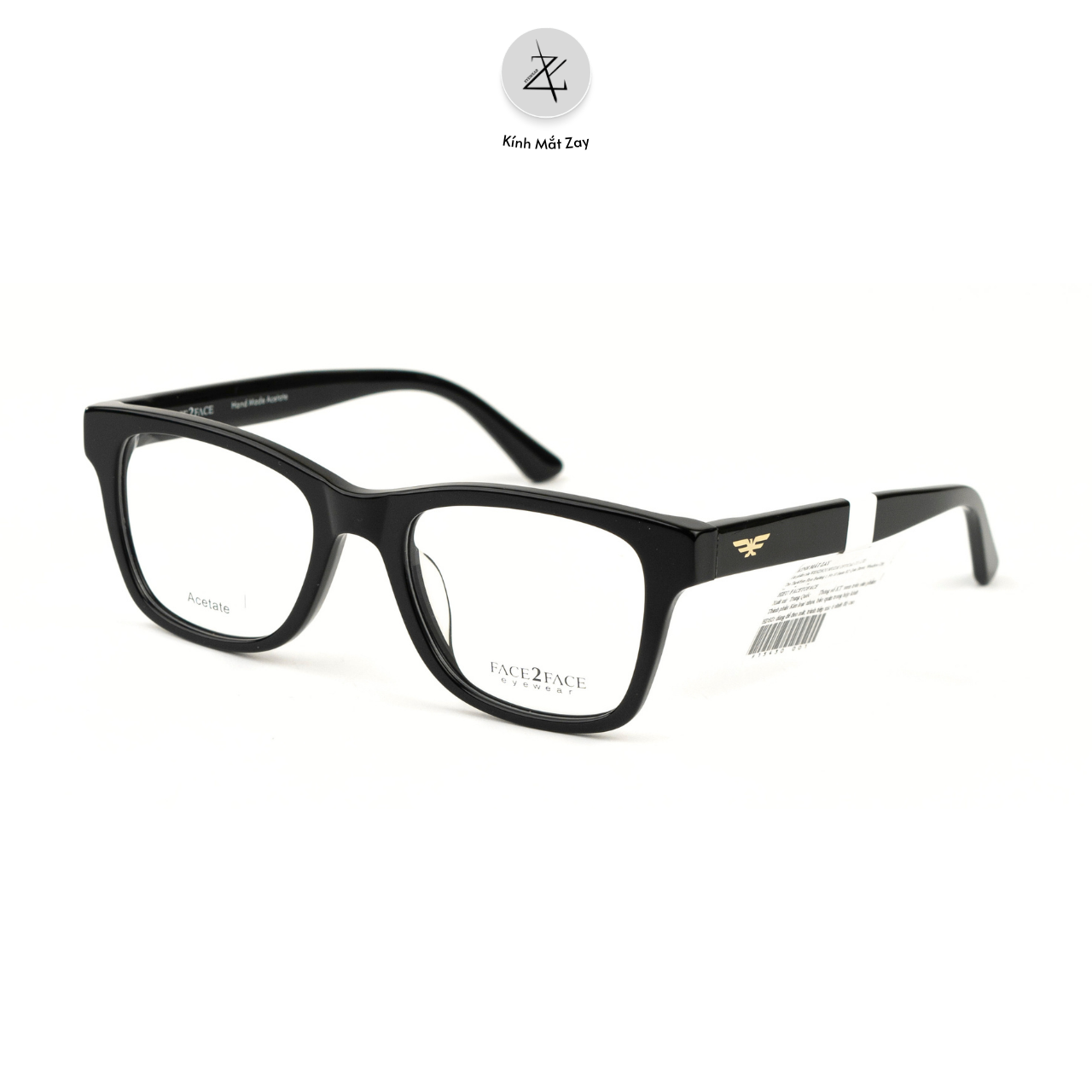  Gọng kính Face2face F15430 dáng vuông nhựa Acetate chính hãng fullbox 