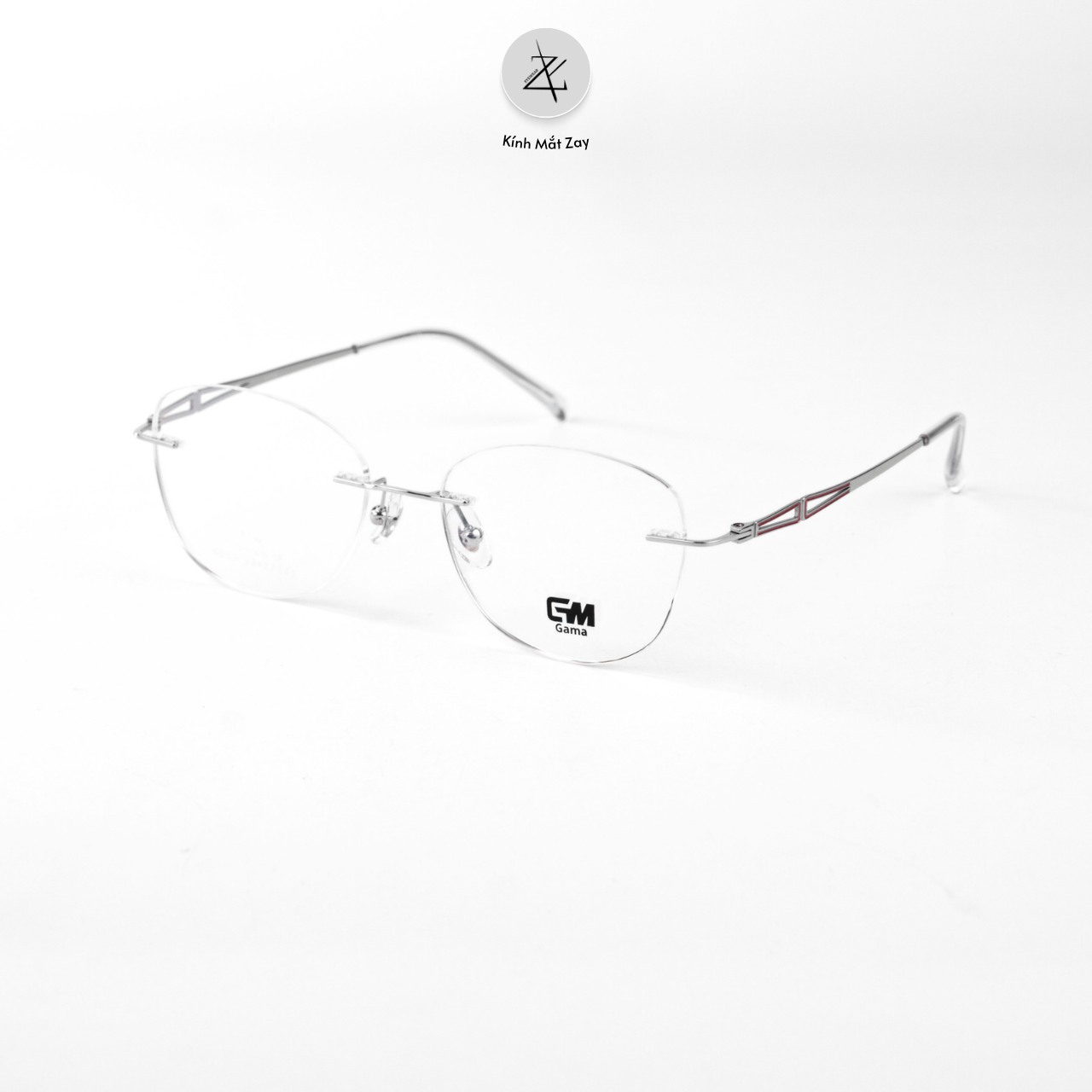 Gọng khoan không viền GAMA 6089 dáng mắt mèo Titanium chính hãng 