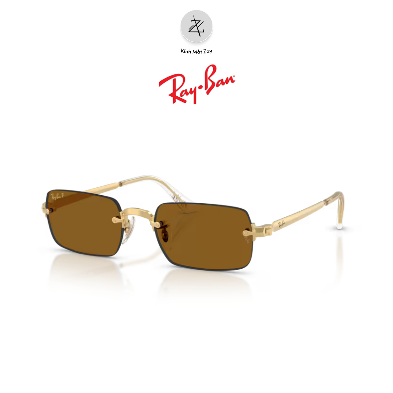 Gọng khoan không viền RayBan X ASAP Rocky 0RX3928 dáng chữ nhật kim loại chính hãng fullbox 