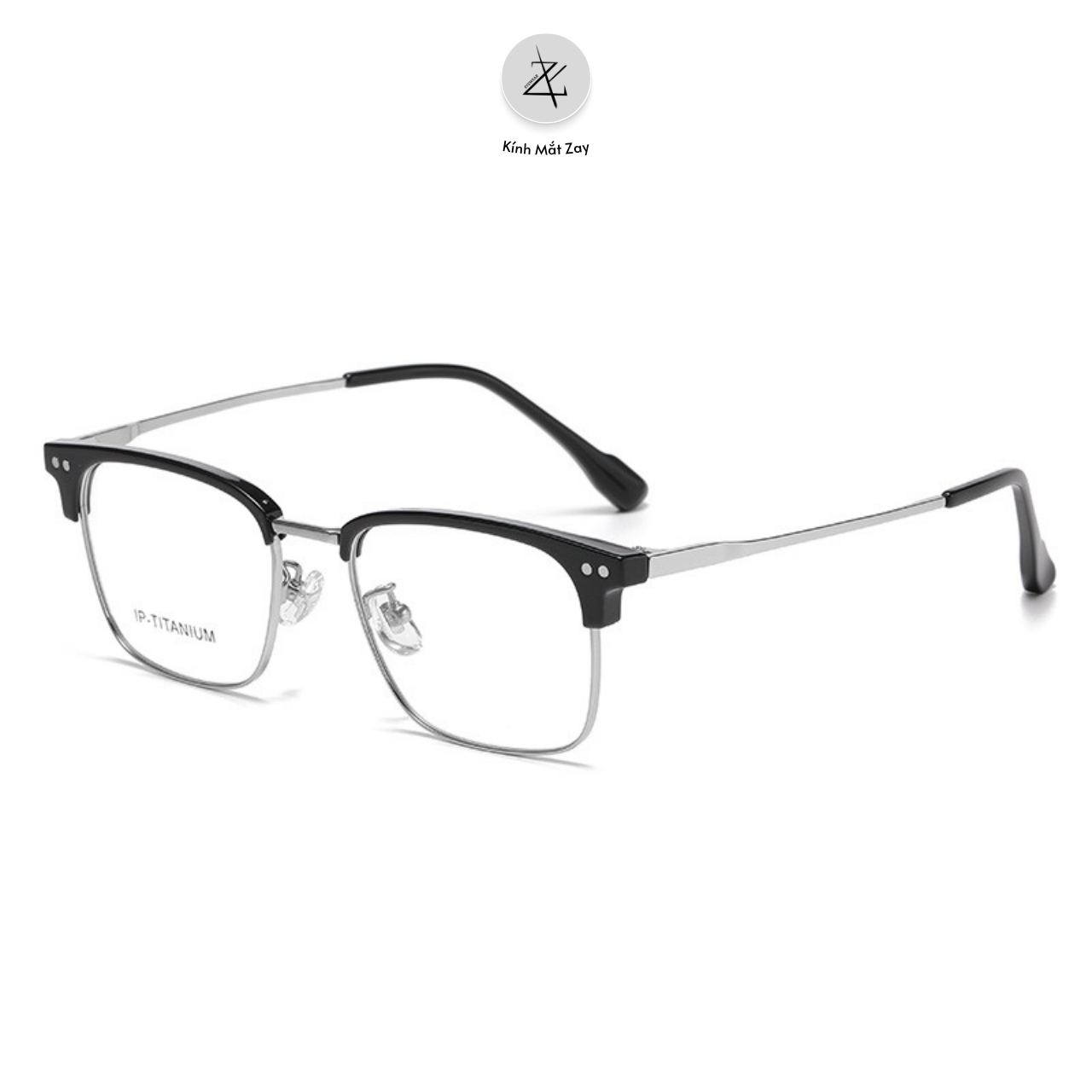  Gọng kính nửa khung 95052 dáng vuông titanium cao cấp 