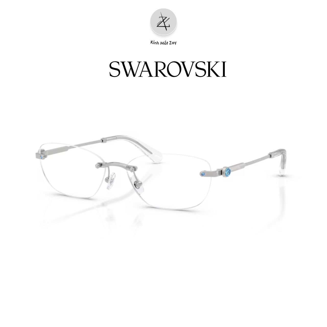  Gọng khoan không viền Swarovski 0SK1037 4020 dáng oval kim loại chính hãng fullbox 