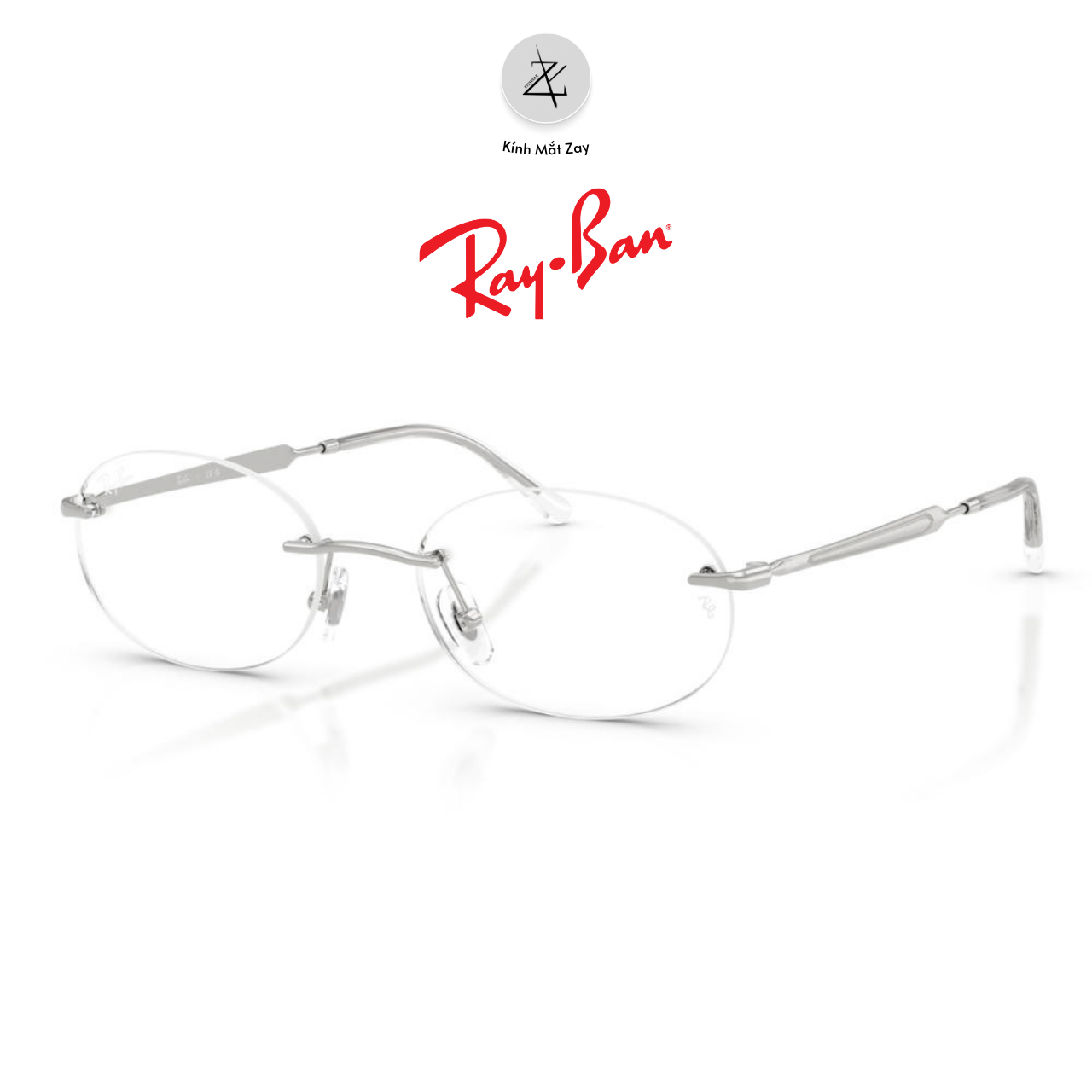  Gọng khoan không viền RayBan 0RX3767V dáng oval kim loại chính hãng fullbox 