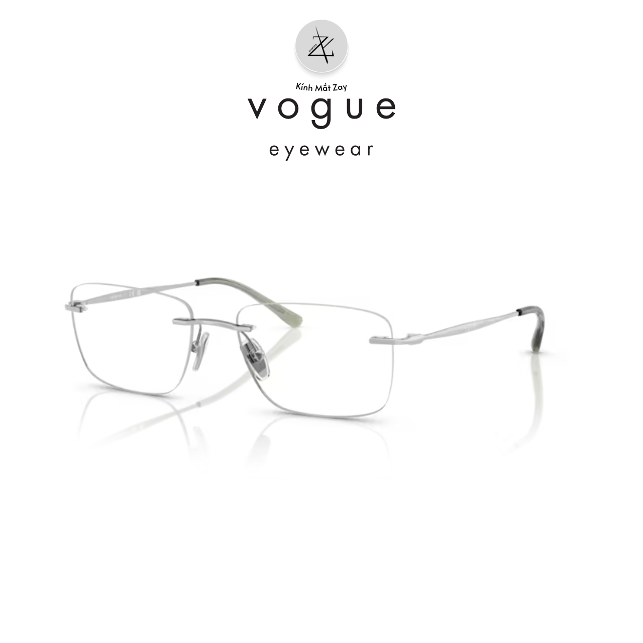  Gọng khoan không viền Vogue 0VO4314I dáng chữ nhật kim loại chính hãng fullbox 