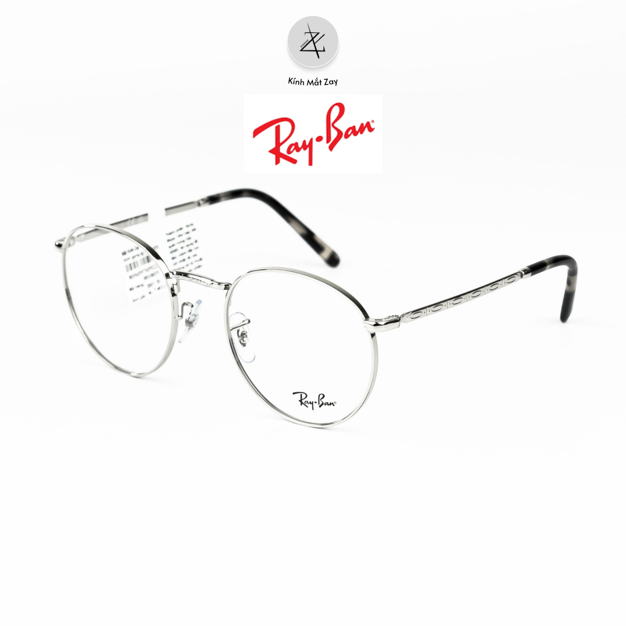  Gọng kính RayBan 0RX3637V dáng tròn kim loại chính hãng fullbox 