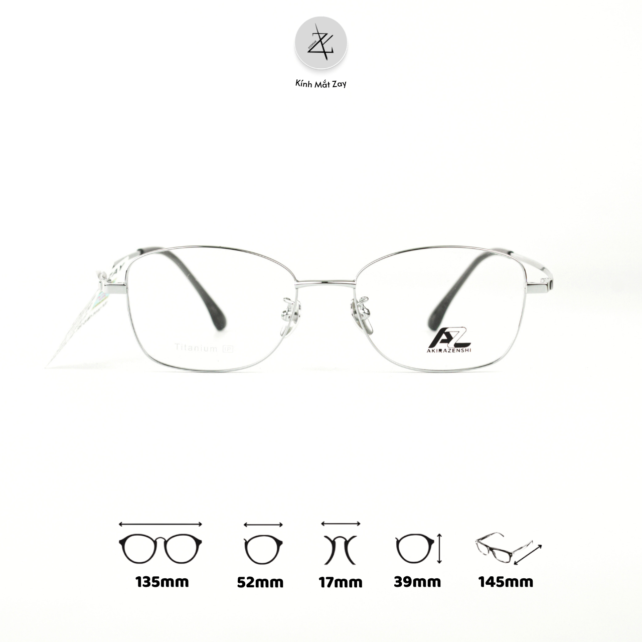  Gọng kính AkiraZenshi 33035 dáng mắt mèo titanium chính hãng 