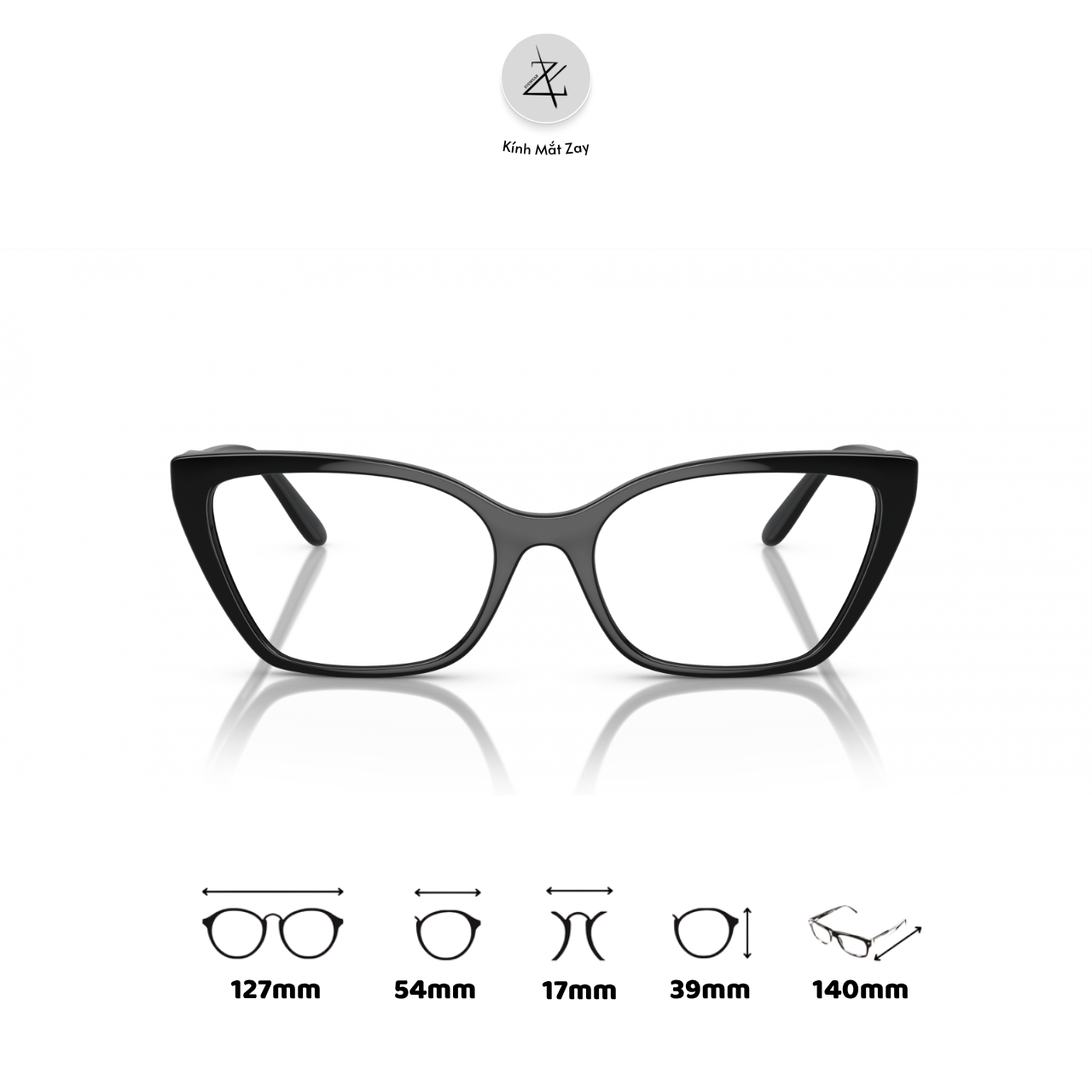  Gọng kính Vogue 0VO5519 dáng mắt mèo nhựa Nylon chính hãng fullbox 