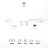Gọng khoan không viền GAMA MY9047 dáng mắt mèo Titanium chính hãng
