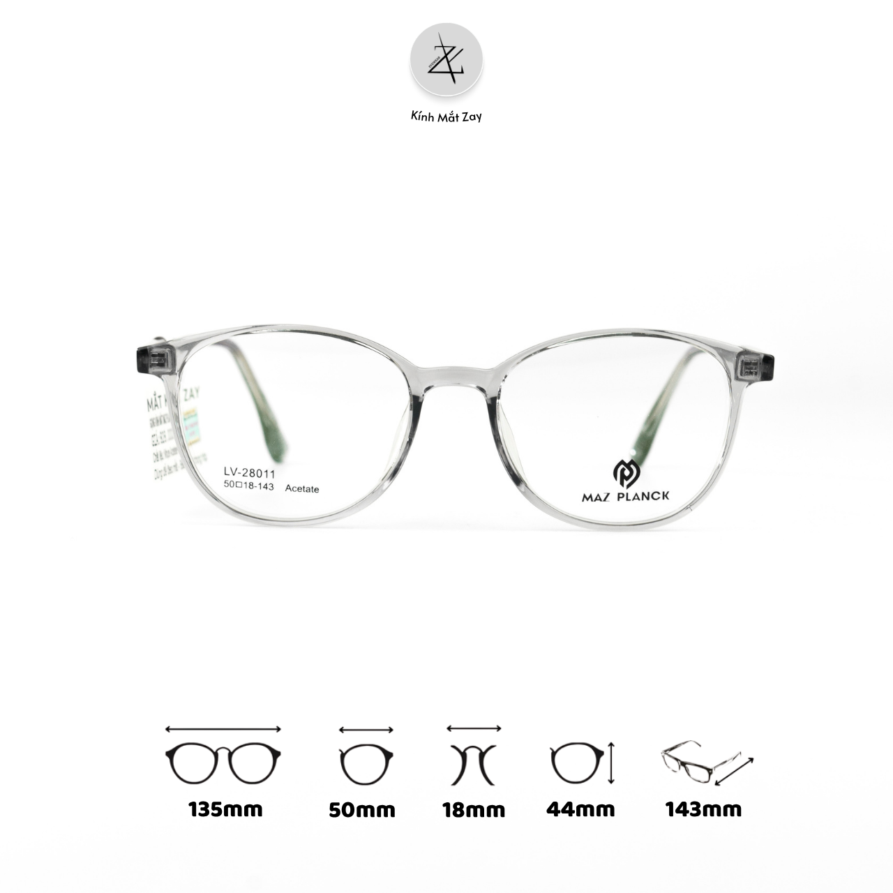  Gọng kính MAZ PLANCK LV28011 dáng tròn nhựa acetate chính hãng 