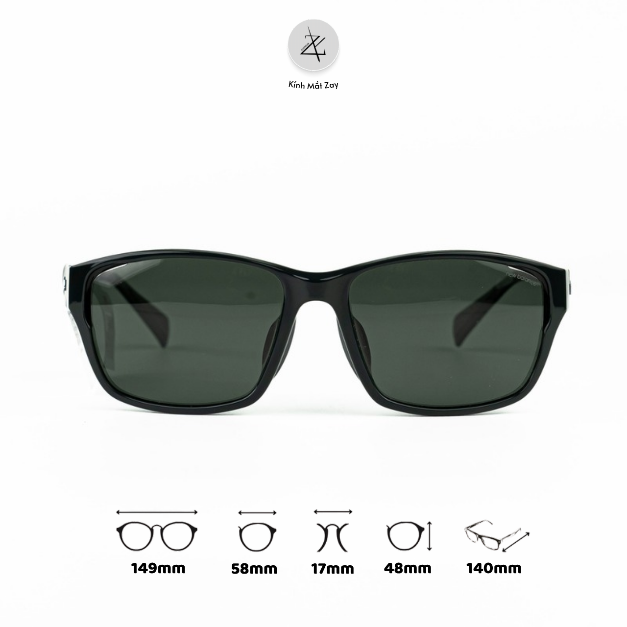  Kính mát New Balance NBS08118X dáng vuông phân cực polarized nhựa TR90 chính hãng fullbox 