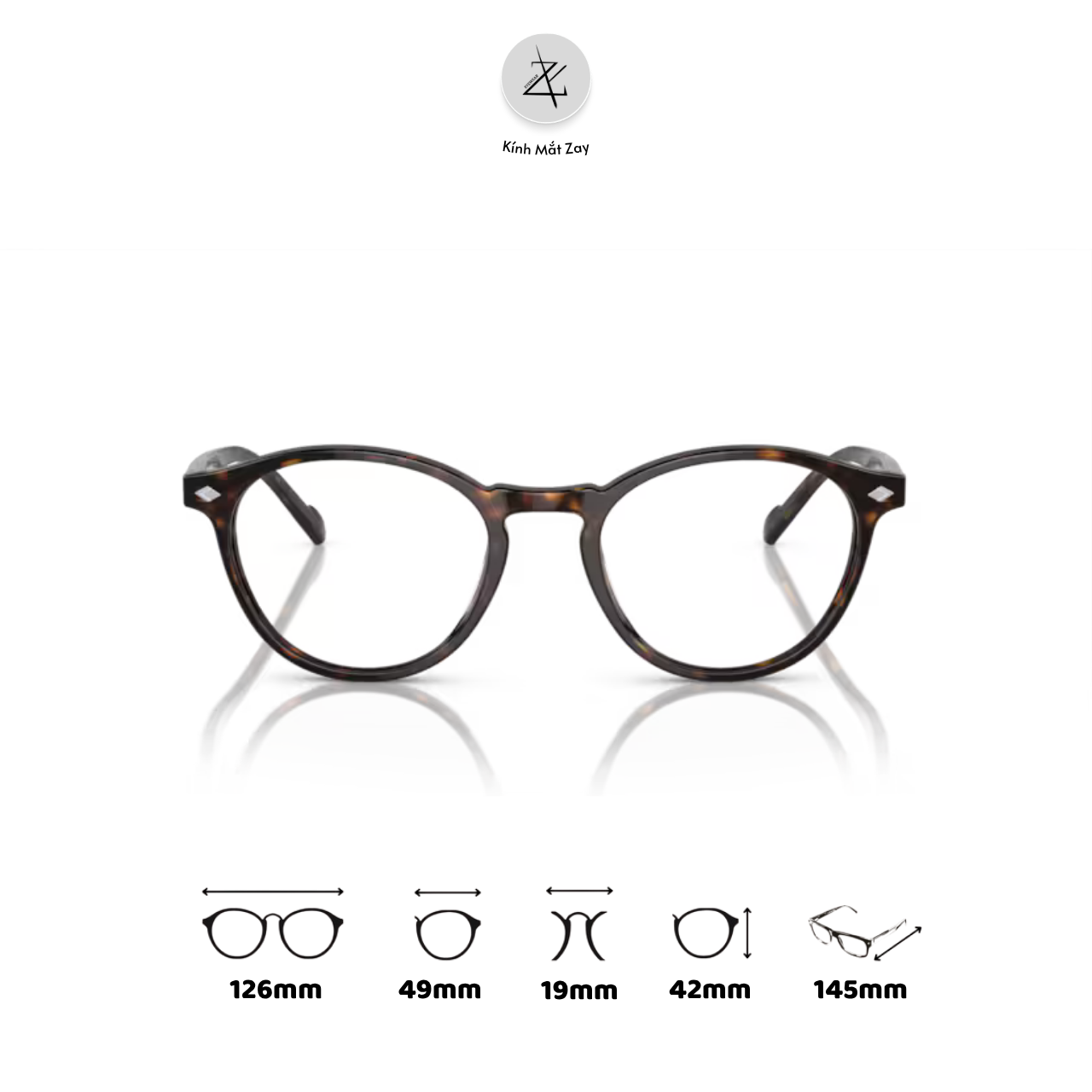  Gọng kính Vogue 0VO5326 dáng tròn nhựa Acetate chính hãng fullbox 