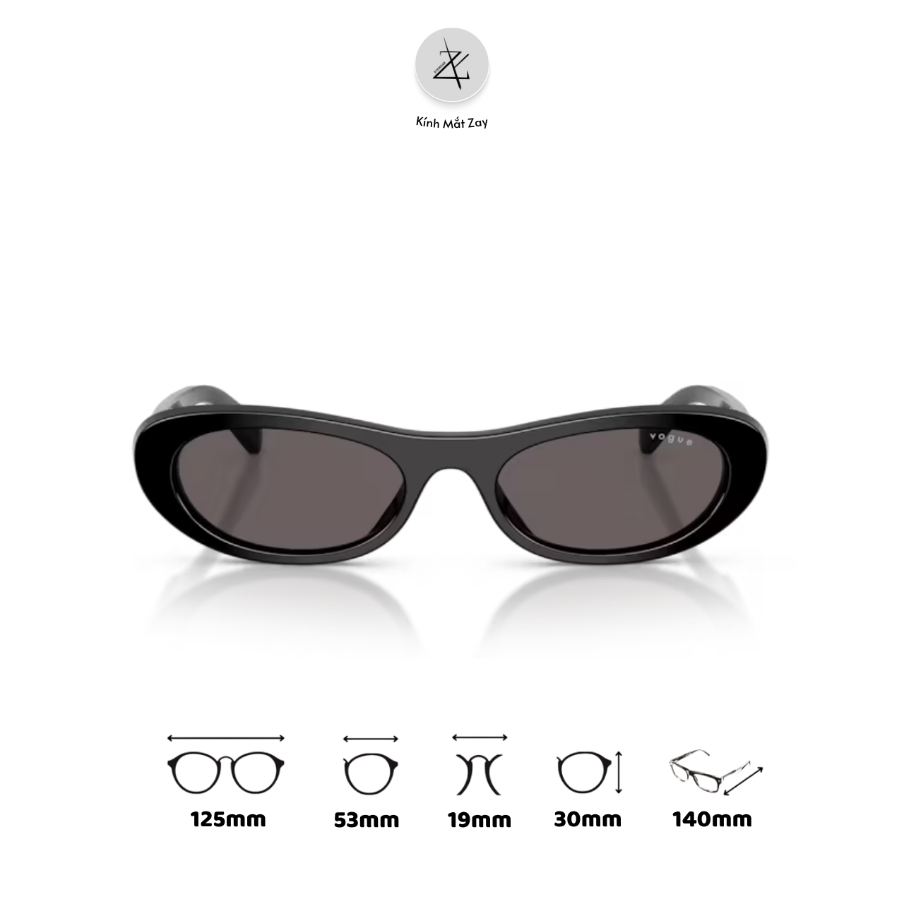  Kính mát Vogue 0VO5695SU dáng oval nhựa Acetate chính hãng fullbox 