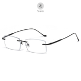  Gọng khoan không viền 69073 dáng chữ nhật titanium cao cấp 