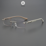 Gọng khoan không viền Chrome Hearts CH8130 dáng chữ nhật titanium cao cấp full box 