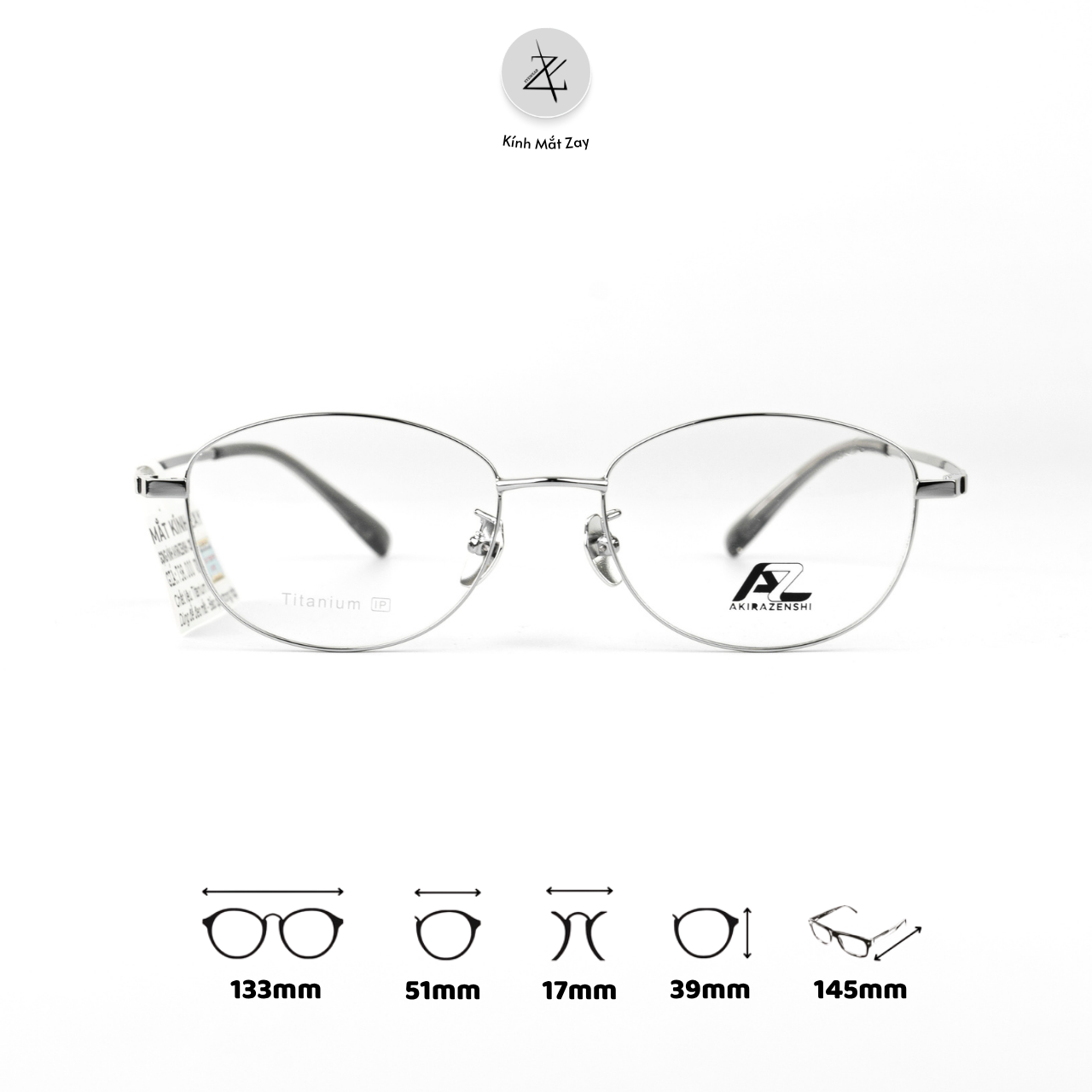  Gọng kính AkiraZenshi 33051 dáng mắt mèo titanium chính hãng 