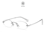  Gọng khoan không viền 9026 dáng oval titanium cao cấp 