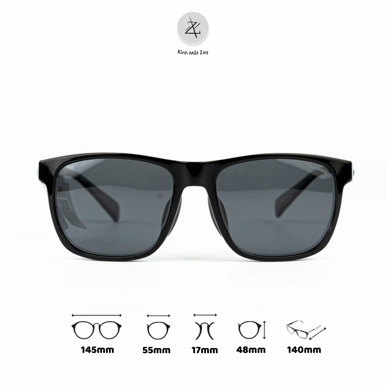  Kính mát New Balance NBS08119X dáng vuông phân cực polarized nhựa TR90 chính hãng fullbox 