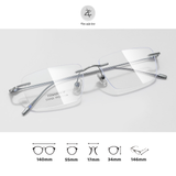  Gọng khoan không viền 233525 dáng chữ nhật titanium cao cấp 