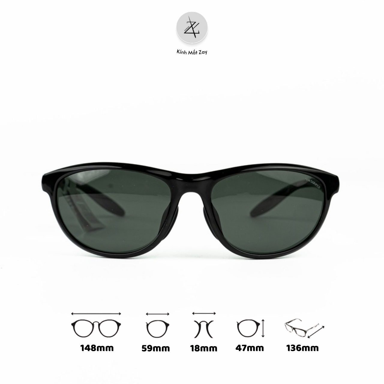  Kính mát New Balance NB08142X dáng mắt mèo phân cực polarized nhựa TR90 chính hãng fullbox 