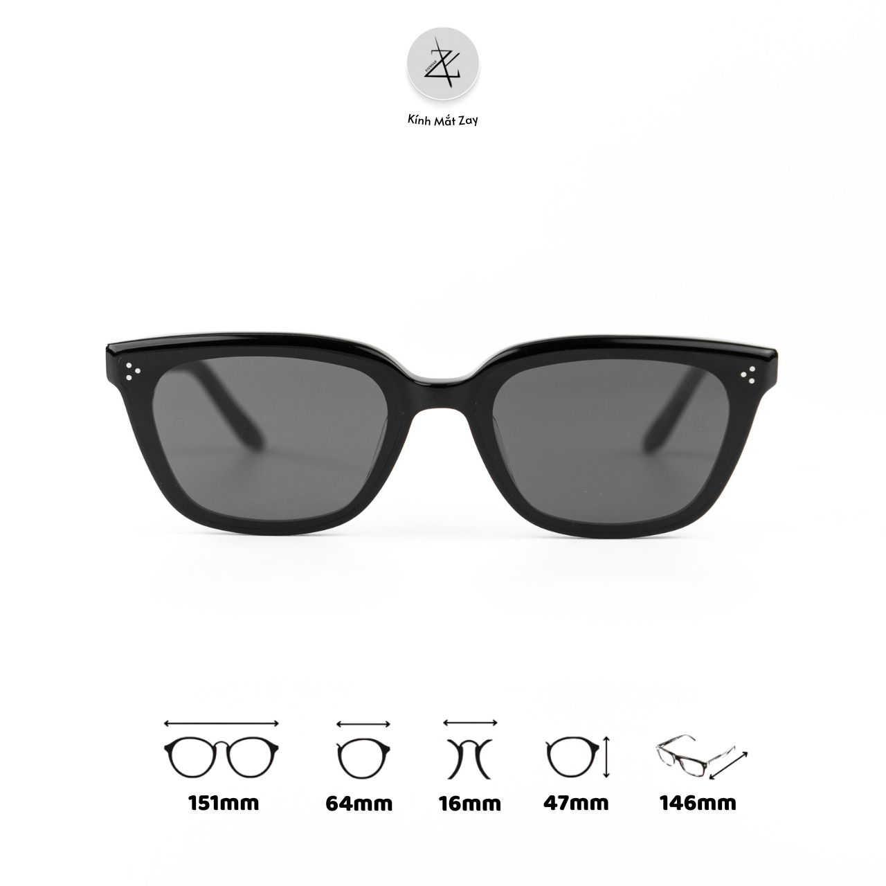  Kính mát GM Numer dáng vuông nhựa acetate cao cấp fullbox 
