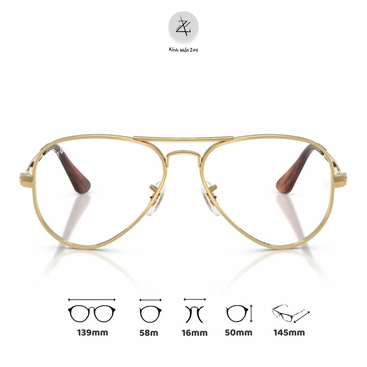  Gọng kính RayBan 0RX3925V dáng phi công kim loại chính hãng fullbox 