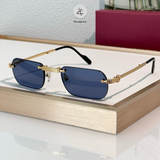  Kính mát khoan không viền gấp gọn Cartier CT0499S dáng vuông titanium cao cấp fullbox 