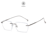 Gọng khoan không viền 69069 dáng đa giác titanium cao cấp